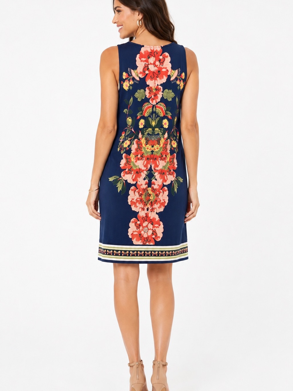 New York & Company Navy Floral Sleeveless Shift Dress Size Small - Picture 2 of 6